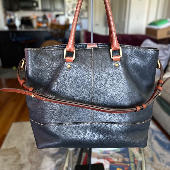Dooney & Bourke Leather Navy Satchel - Picture 7 of 12